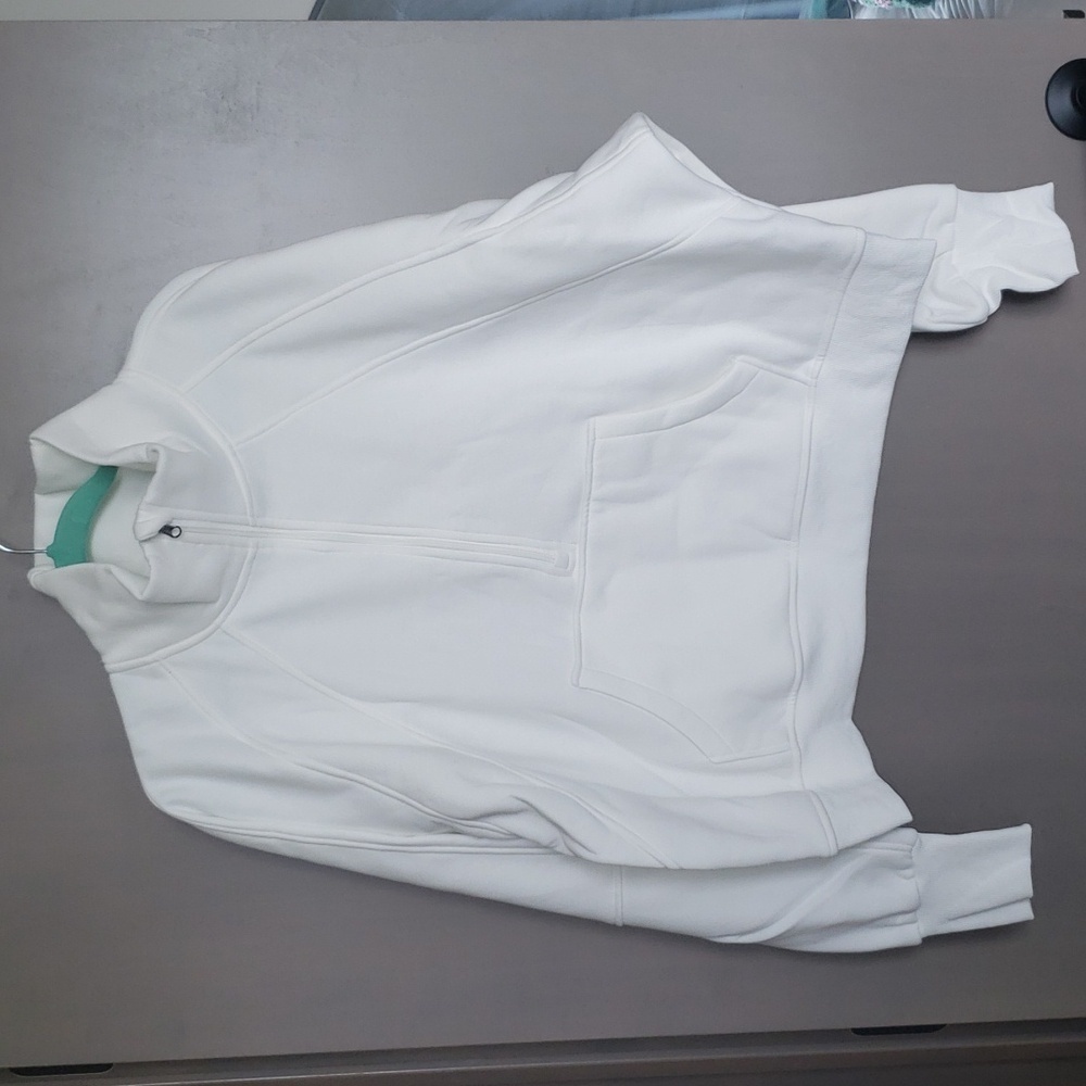 Women's Luxe Fleece Funnel Neck Cropped Pullover in Ivory - 3XL